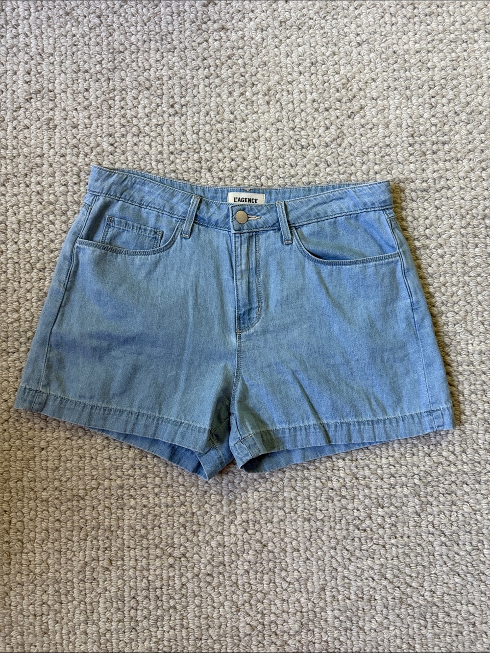 L'AGENCE Light Wash Denim Shorts